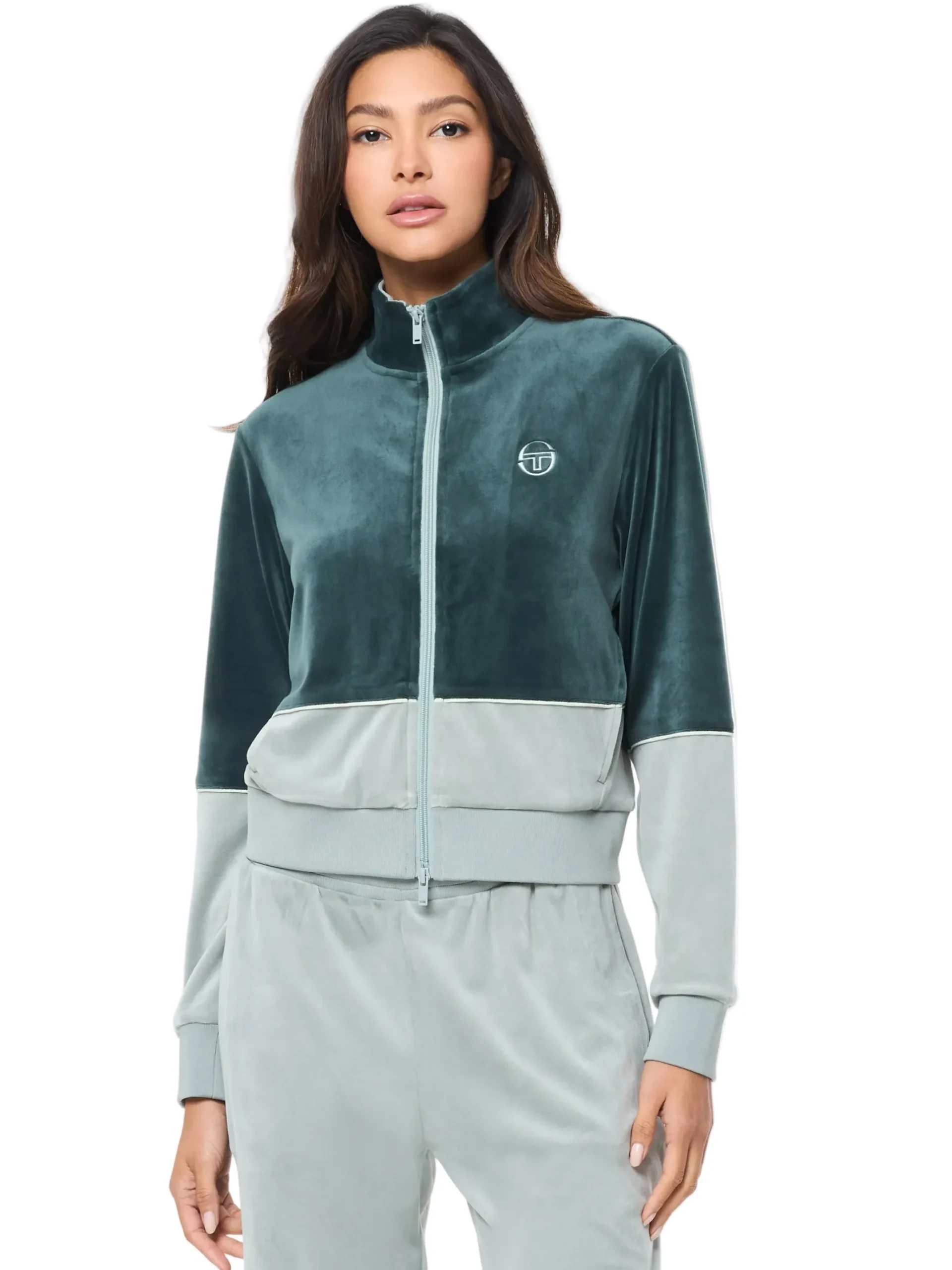 Lina Velour Track Jacket- Green Gables