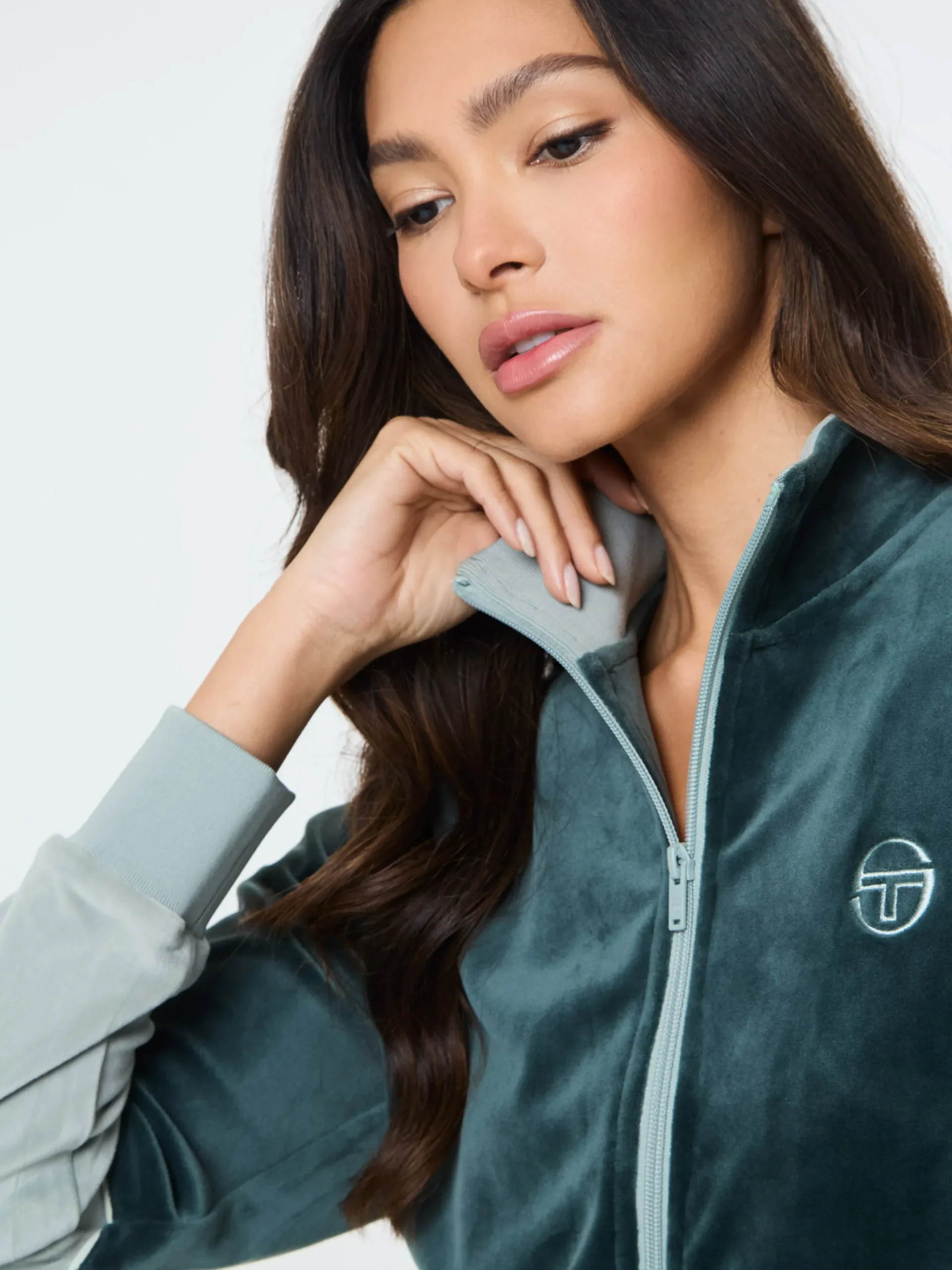 Lina Velour Track Jacket- Green Gables