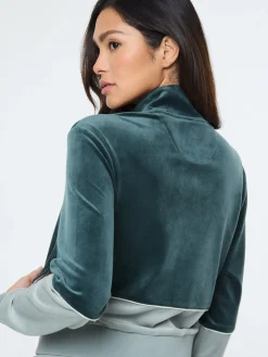 Lina Velour Track Jacket- Green Gables