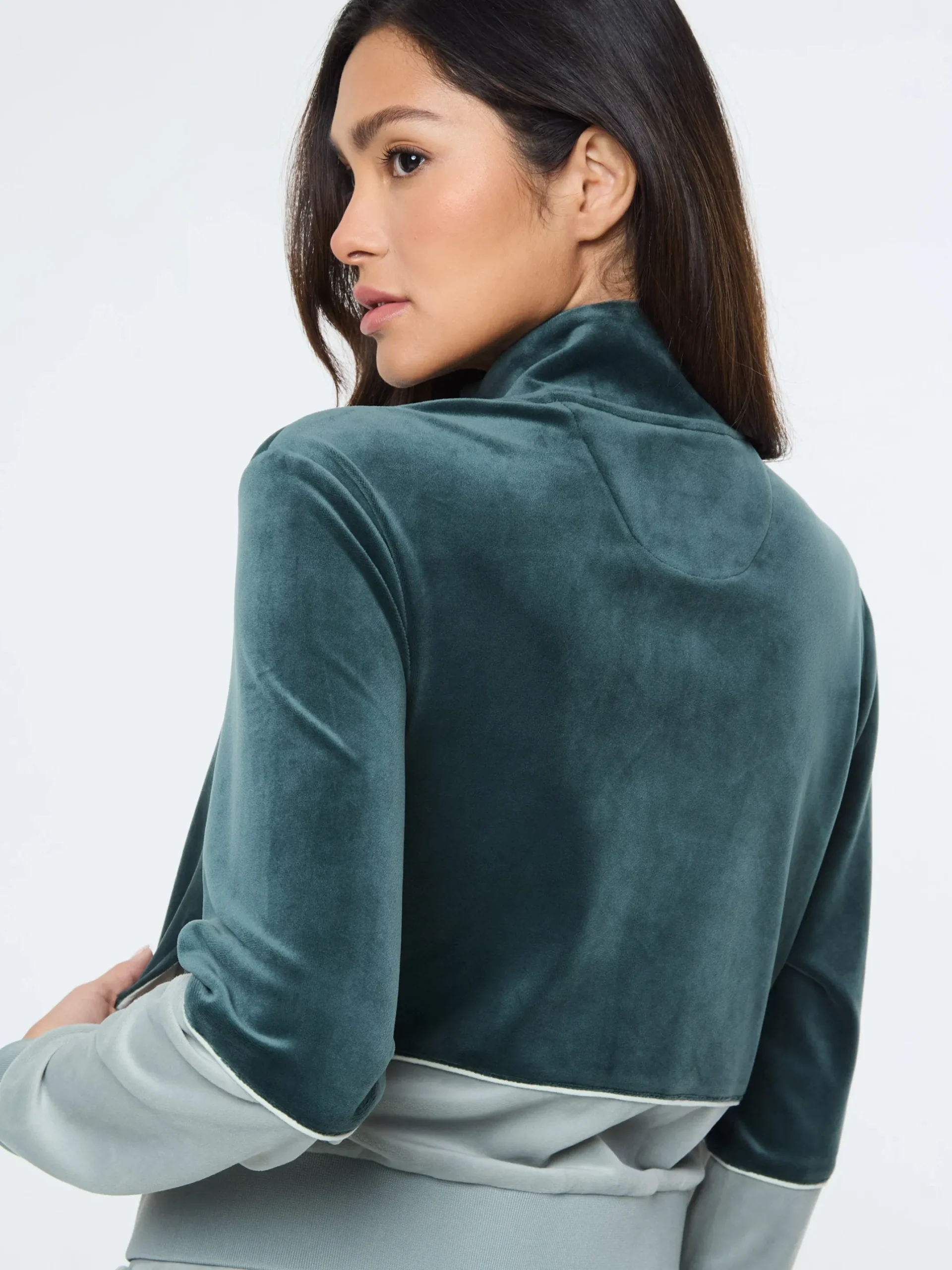 Lina Velour Track Jacket- Green Gables
