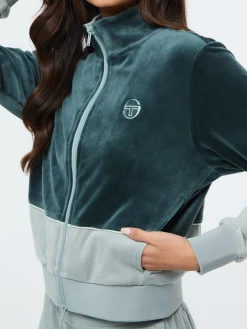 Lina Velour Track Jacket- Green Gables