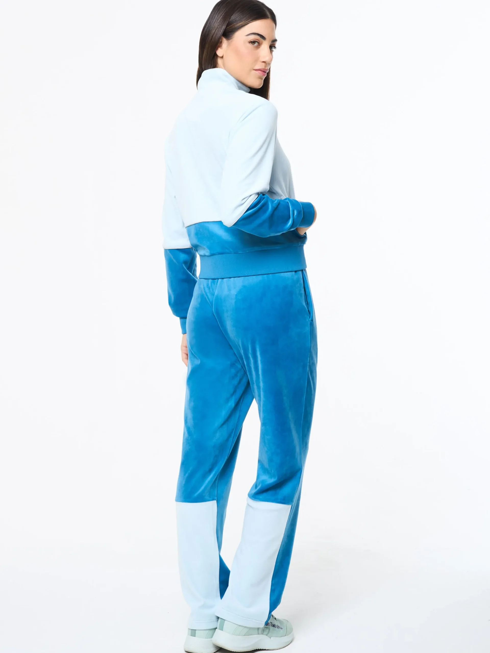 Lina Velour Track Pant- Baby Blue