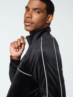 Lioni Velour Track Jacket- Black Beauty