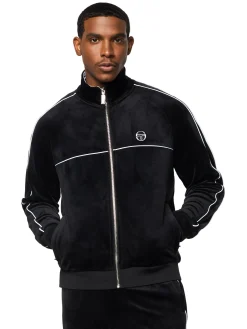 Lioni Velour Track Jacket- Black Beauty