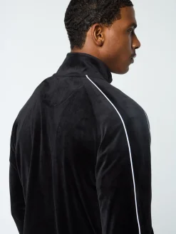 Lioni Velour Track Jacket- Black Beauty