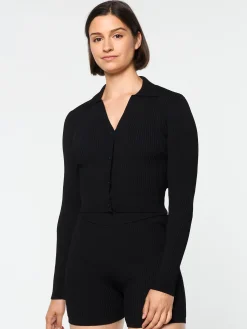 Magreta Rib Cardigan- Black Beauty
