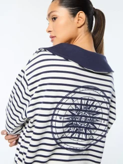 Marina Sailor Collar Sweatshirt- Gardenia