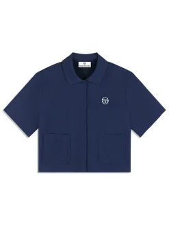 Mia Cropped Shirt- Maritime Blue