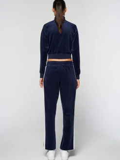 Miss Carlotta Velour Track Jacket- Maritime Blue