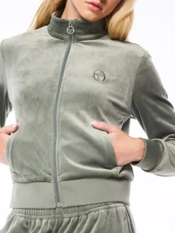 Nuvola Velour Track Jacket-Agave Green