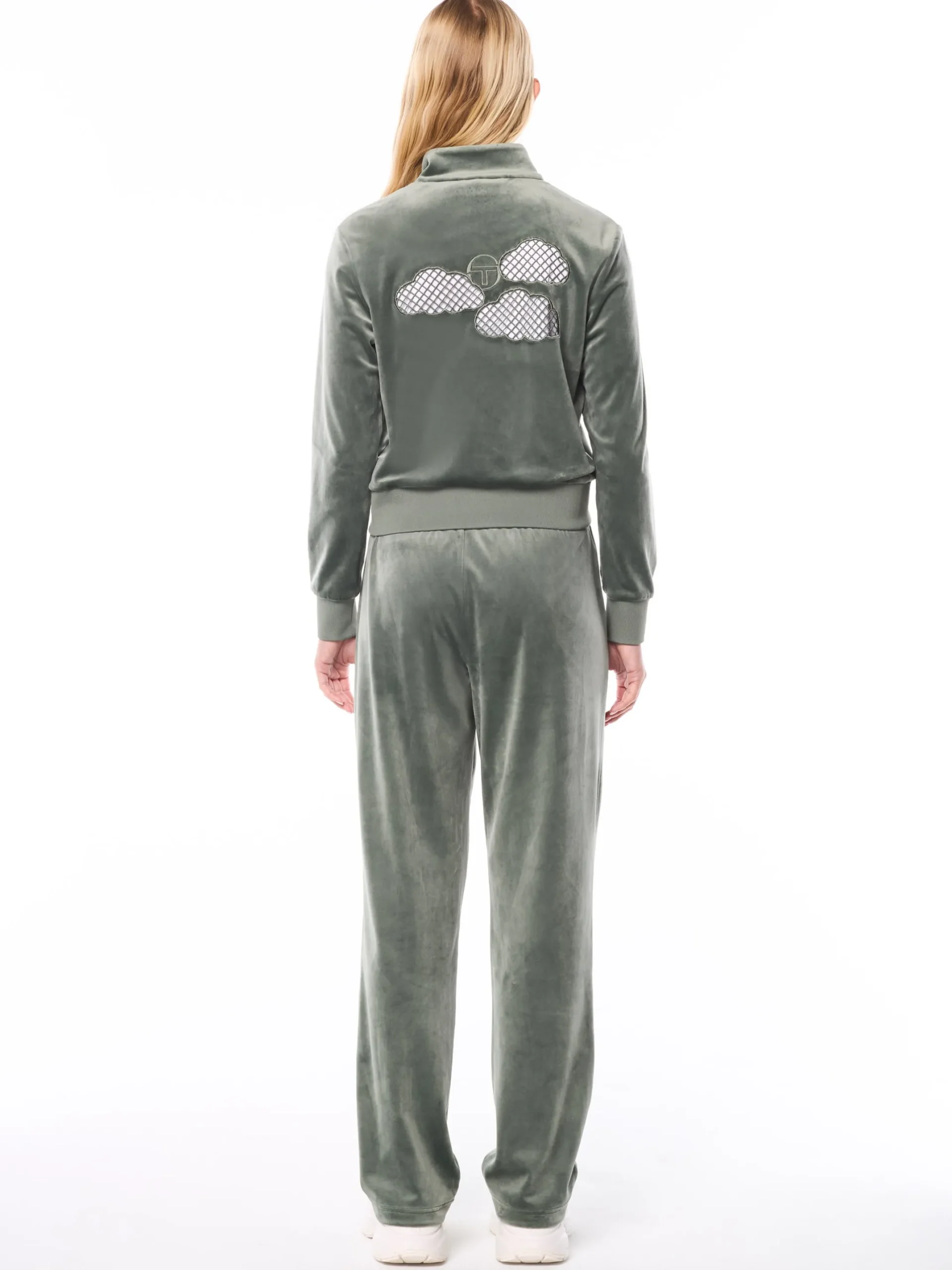 Nuvola Velour Track Jacket-Agave Green