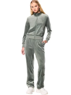 Nuvola Velour Track Jacket-Agave Green