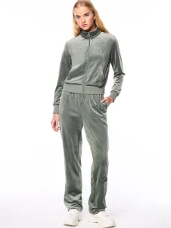 Nuvola Velour Track Pant-Agave Green