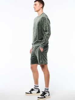 Obliquo Velour Crewneck-Agave Green