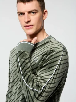 Obliquo Velour Crewneck-Agave Green