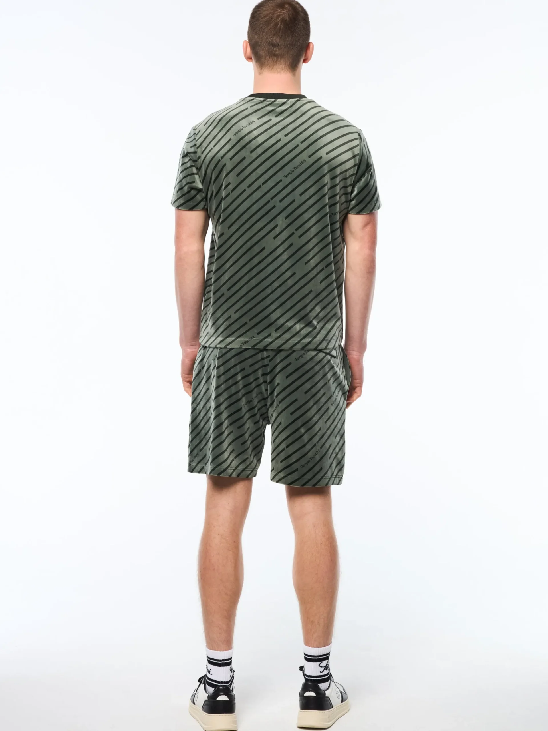 Obliquo Velour T-Shirt-Agave Green
