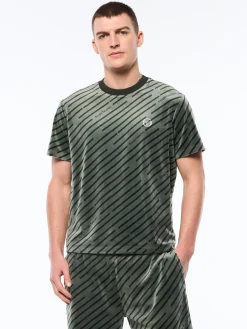Obliquo Velour T-Shirt-Agave Green