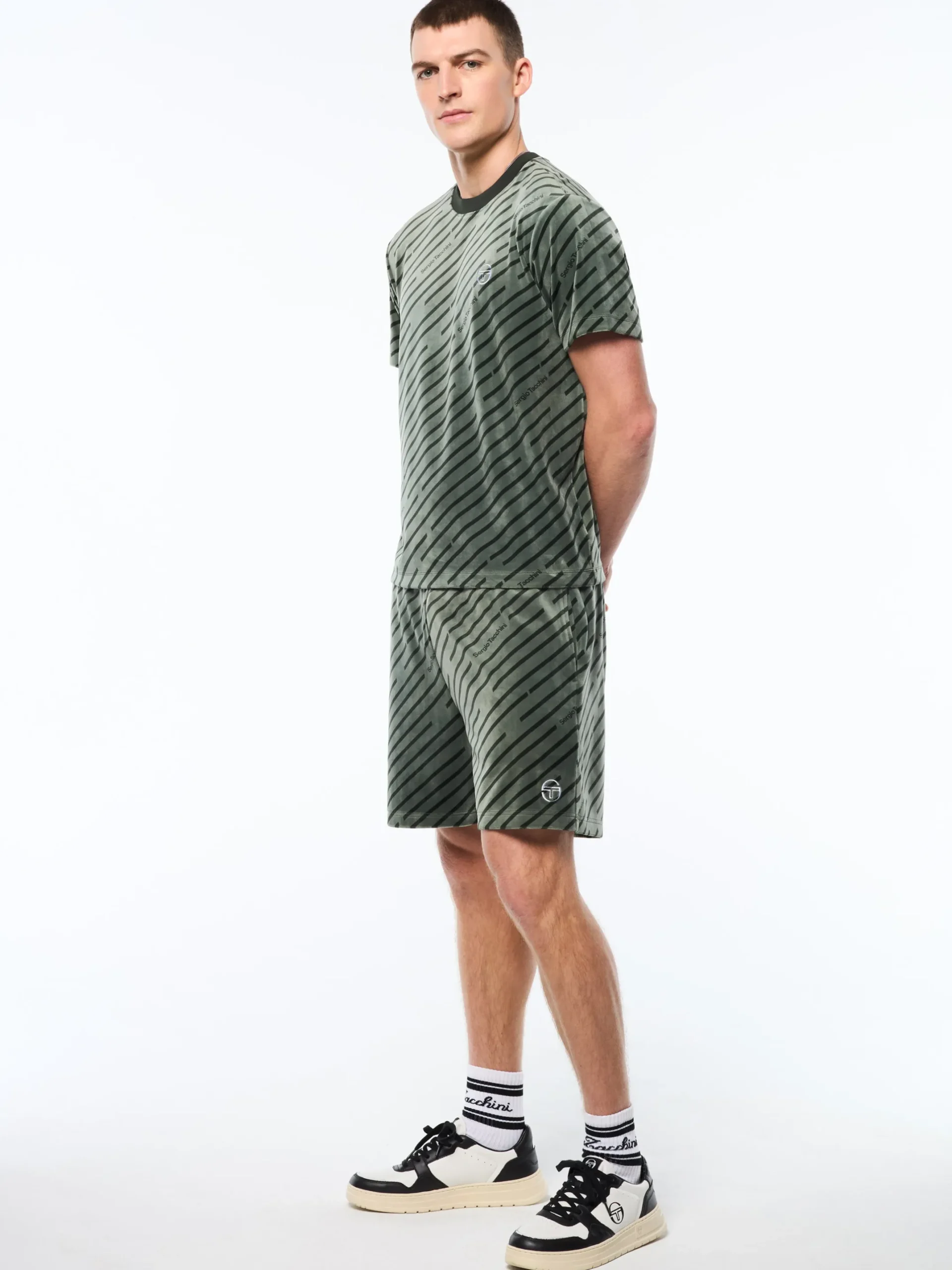 Obliquo Velour T-Shirt-Agave Green
