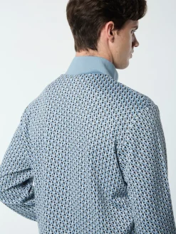 Paolo Knit Track Jacket- Faded Denim