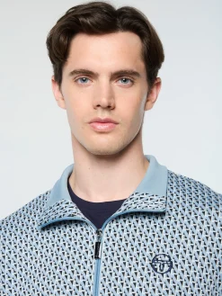 Paolo Knit Track Jacket- Faded Denim