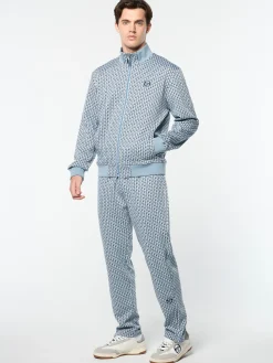 Paolo Knit Track Jacket- Faded Denim