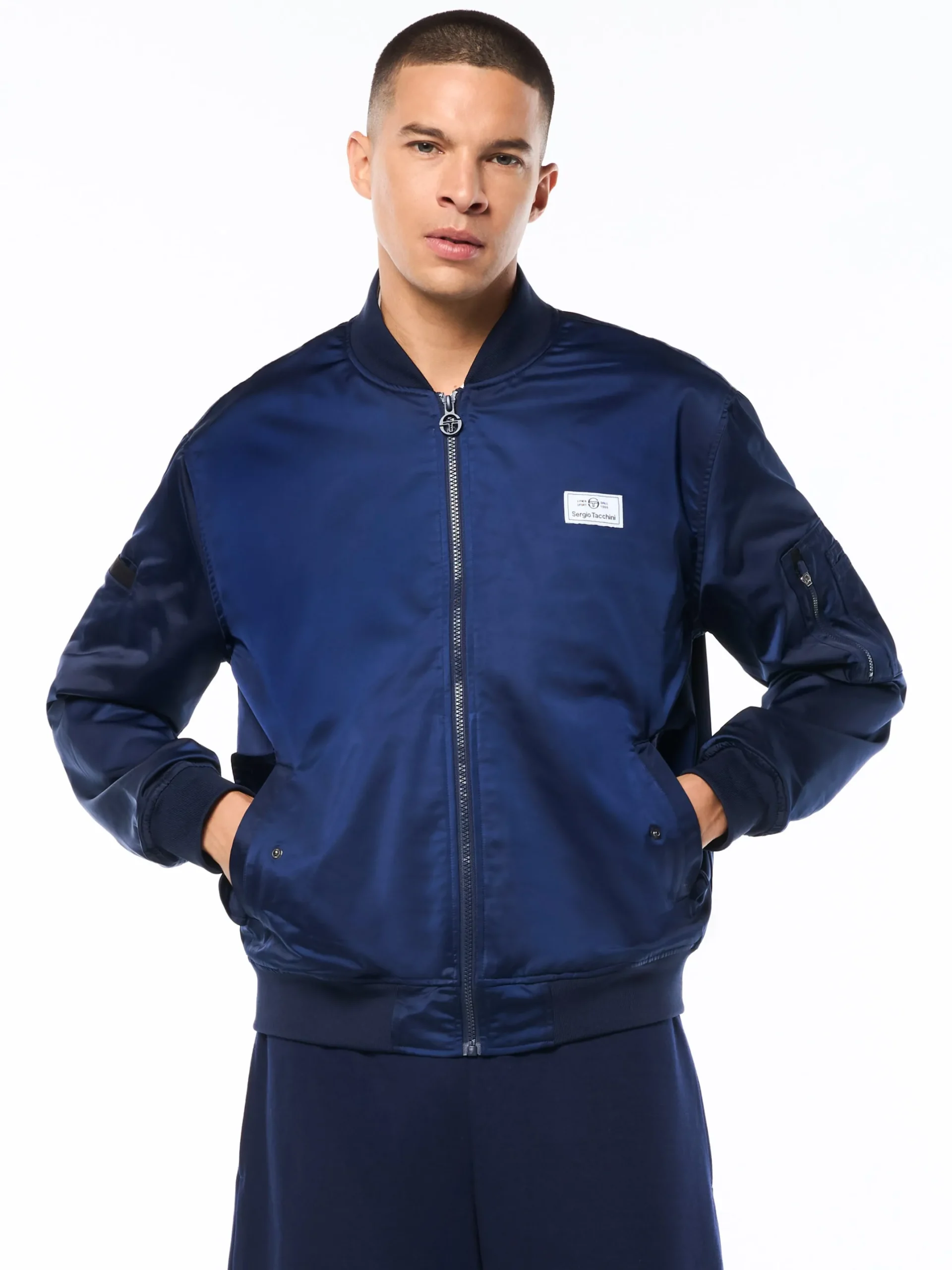 Piano Bomber Jacket-Maritime Blue