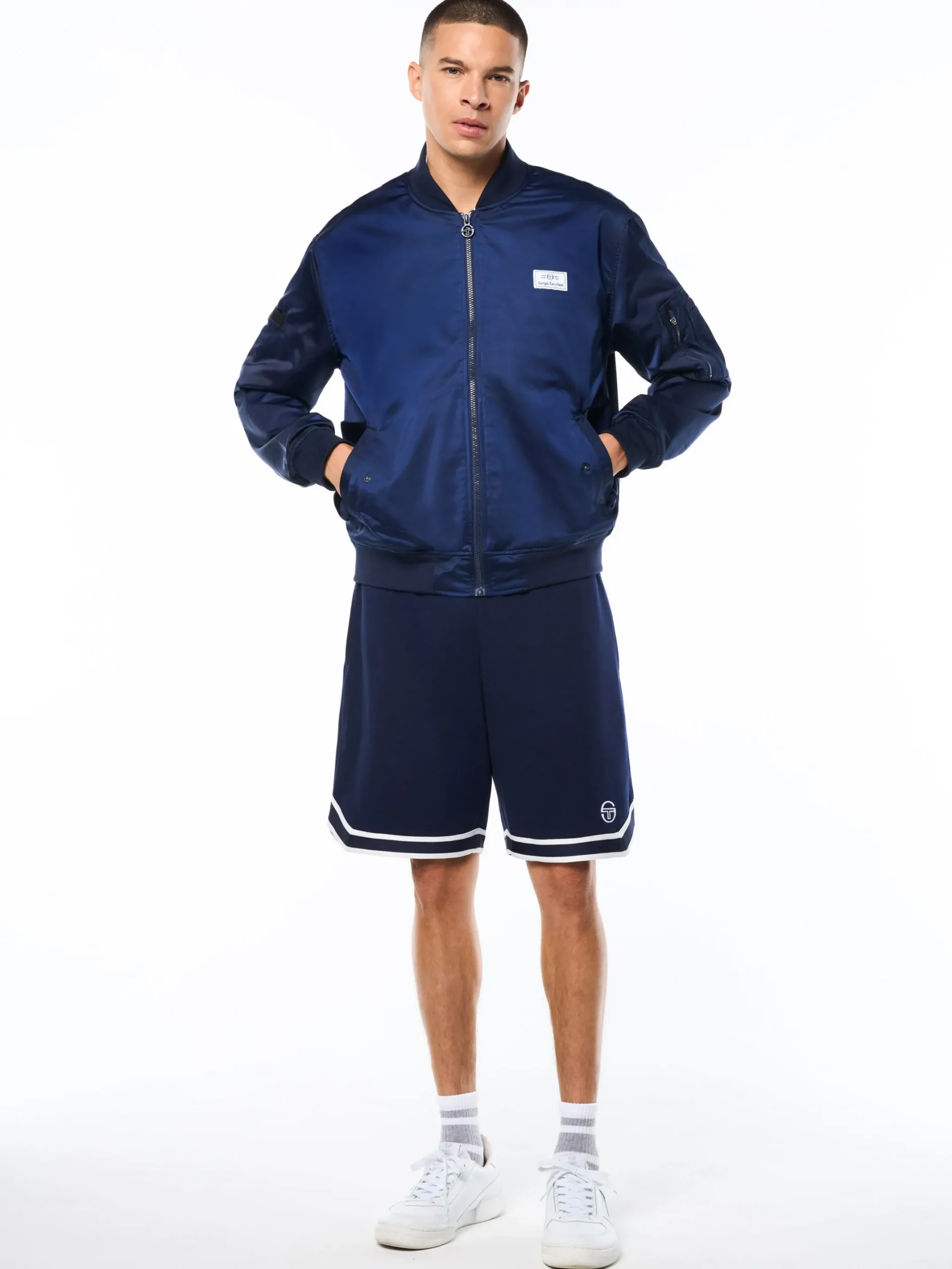 Piano Bomber Jacket-Maritime Blue
