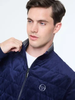 Redi Quilted Velour Bomber Jacket- Maritime Blue