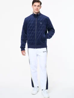 Redi Quilted Velour Bomber Jacket- Maritime Blue