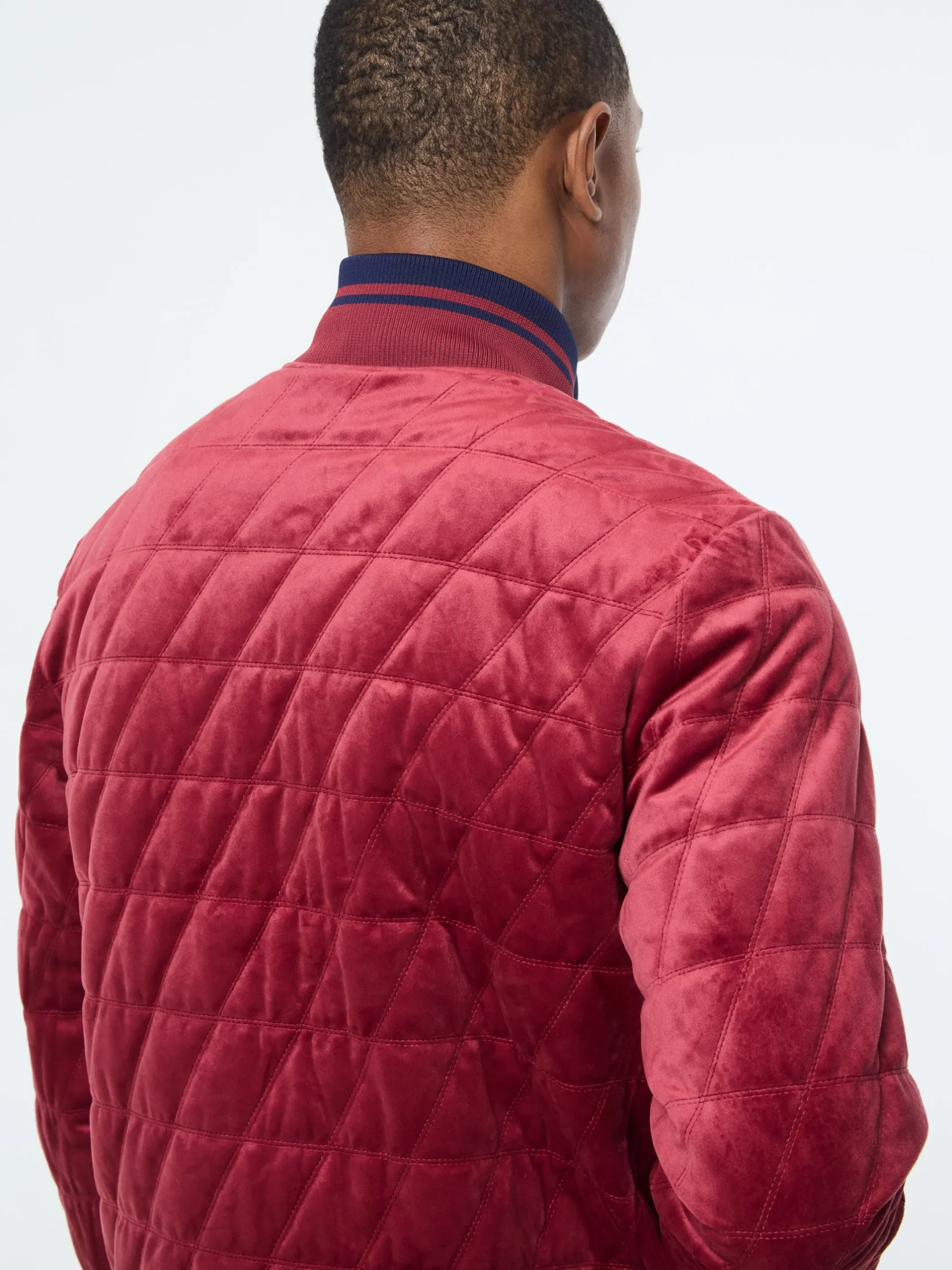 Redi Quilted Velour Bomber Jacket- Rhubarb