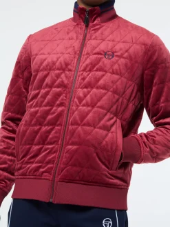Redi Quilted Velour Bomber Jacket- Rhubarb