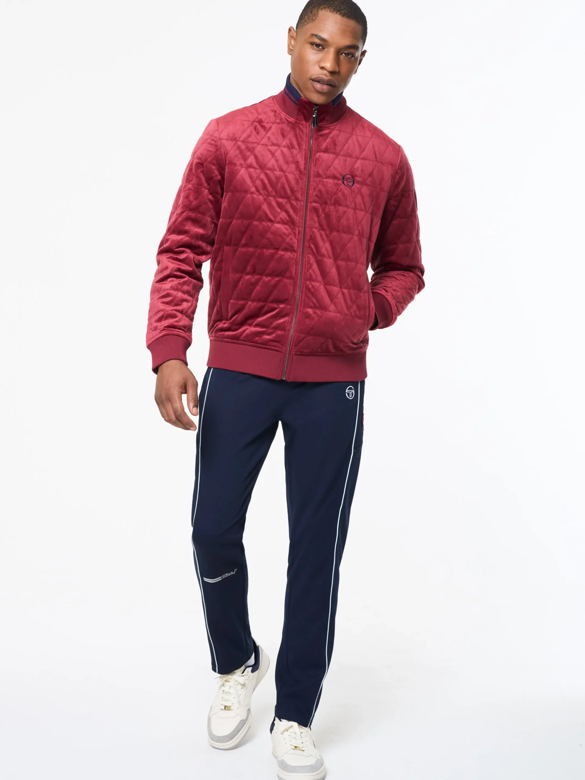 Redi Quilted Velour Bomber Jacket- Rhubarb