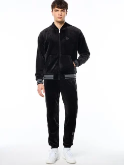 Viaggioa Reversible Velour Track Jacket-Black Beauty