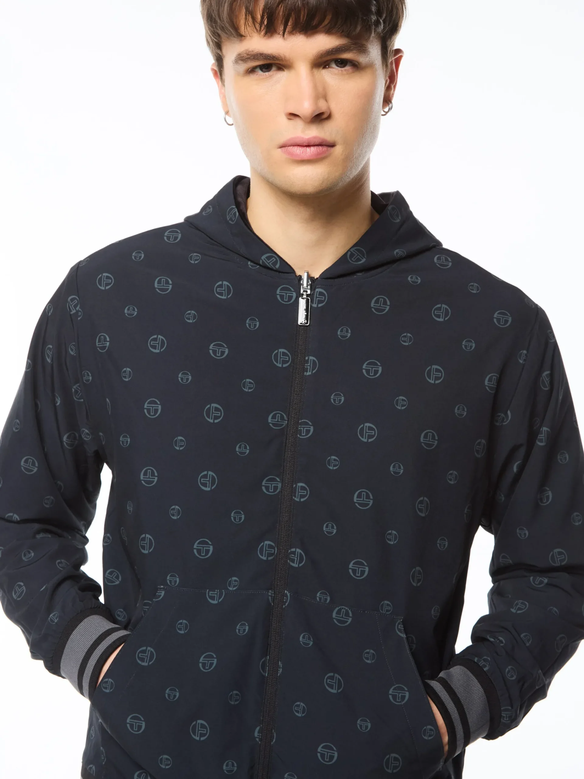 Viaggioa Reversible Velour Track Jacket-Black Beauty