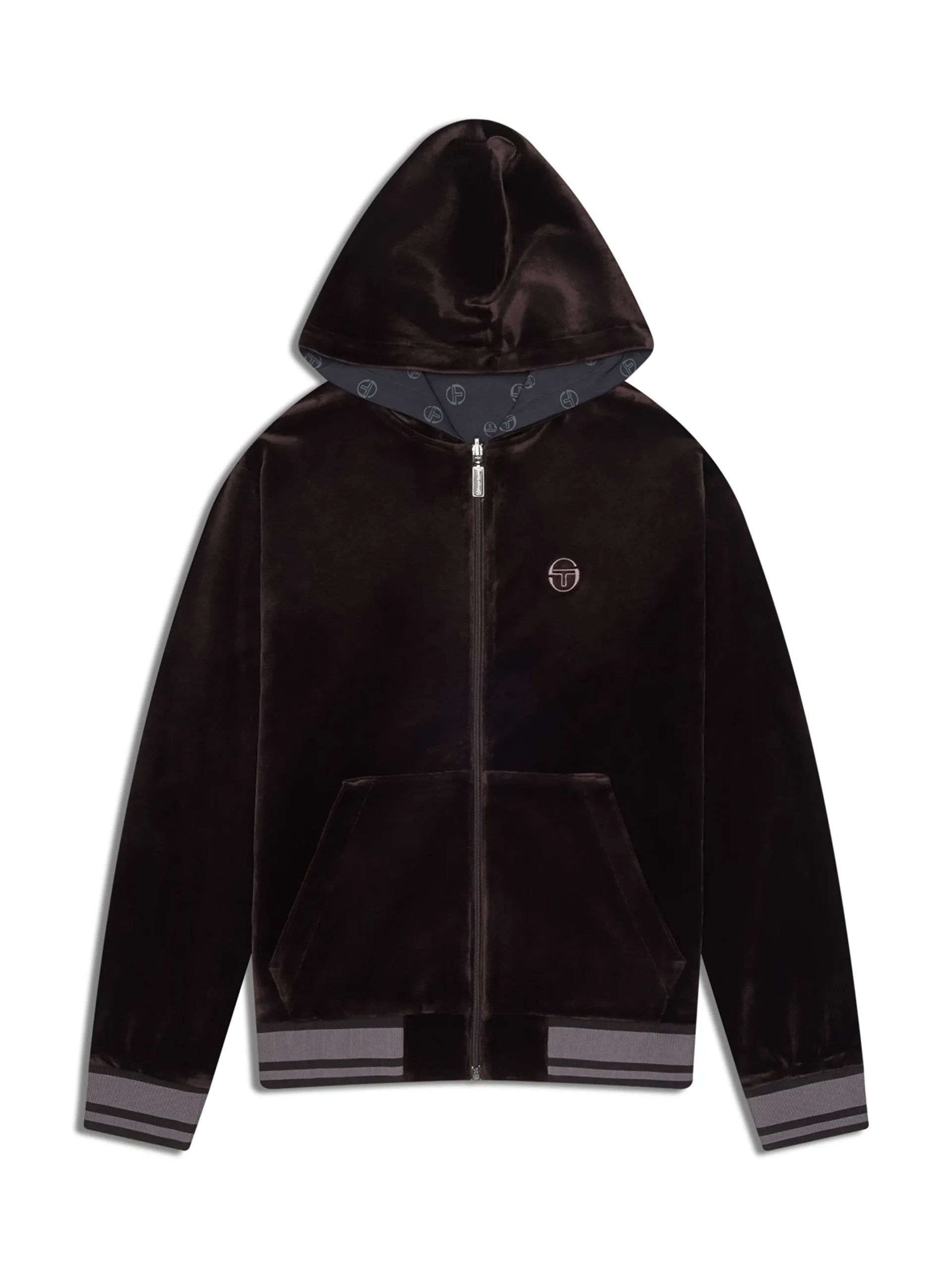 Viaggioa Reversible Velour Track Jacket-Black Beauty