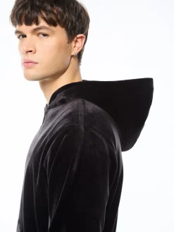 Viaggioa Reversible Velour Track Jacket-Black Beauty