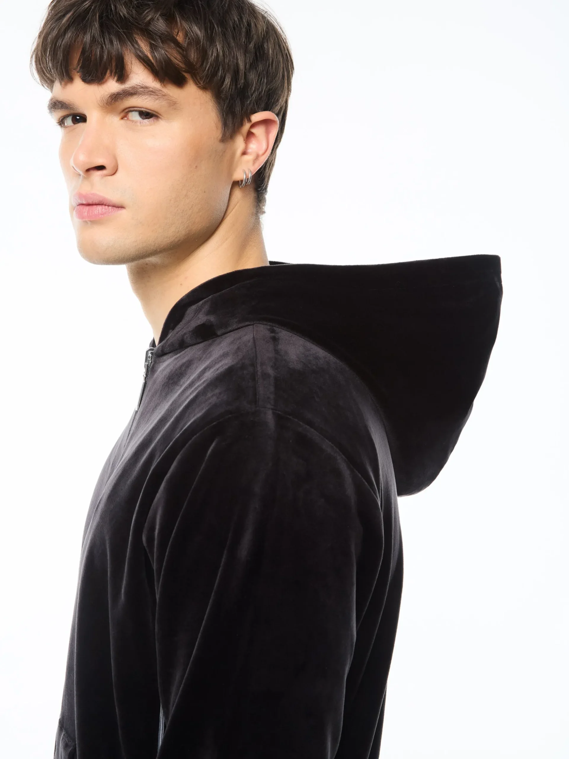 Viaggioa Reversible Velour Track Jacket-Black Beauty