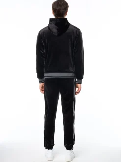 Viaggioa Reversible Velour Track Jacket-Black Beauty