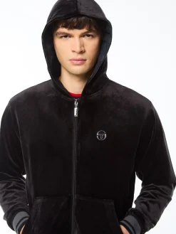 Viaggioa Reversible Velour Track Jacket-Black Beauty