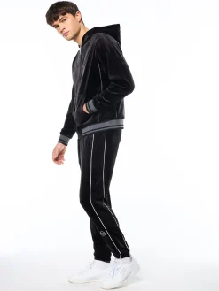 Viaggioa Reversible Velour Track Jacket-Black Beauty