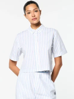 Women's Colonna Cropped Shirt- French Blue