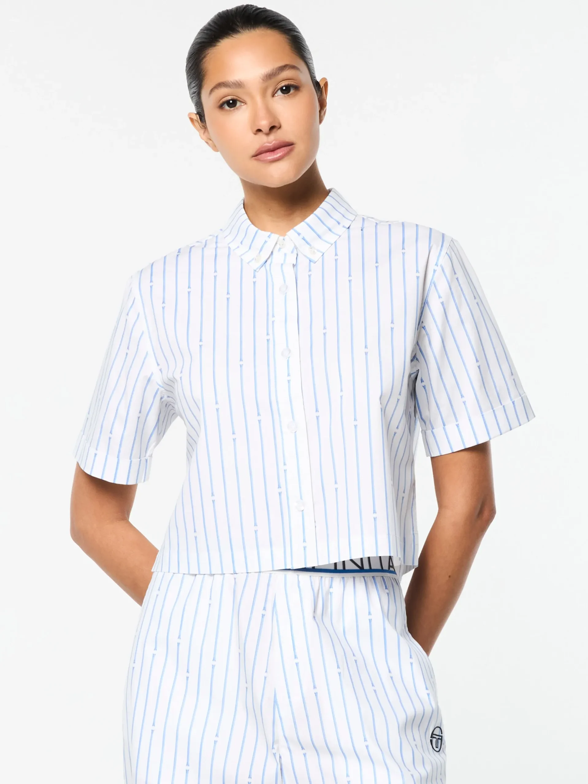 Women's Colonna Cropped Shirt- French Blue