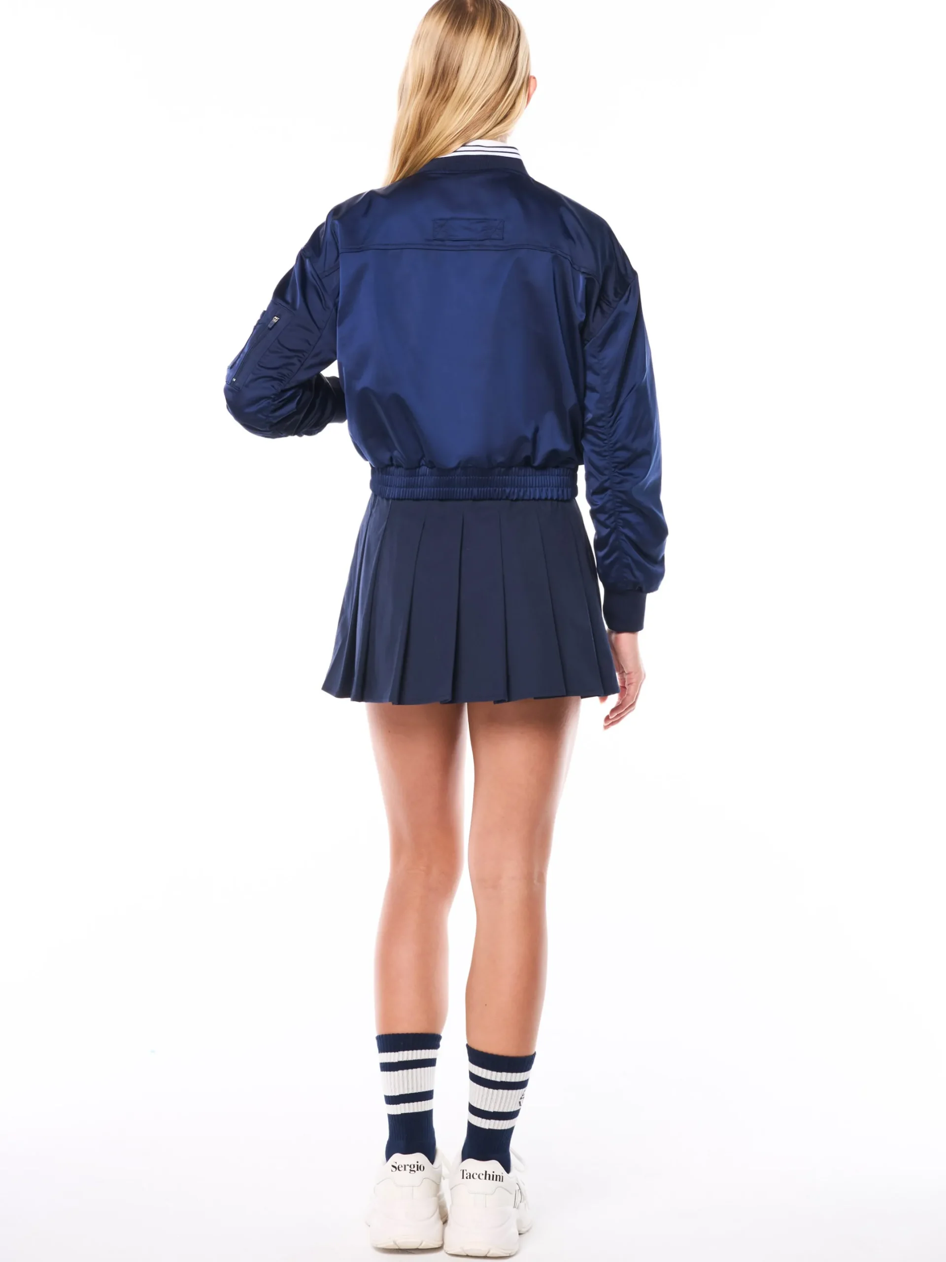 Women's Piano Bomber Jacket-Maritime Blue