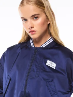 Women's Piano Bomber Jacket-Maritime Blue