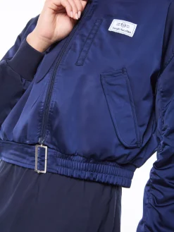 Women's Piano Bomber Jacket-Maritime Blue